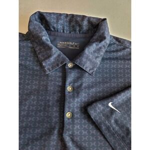 Nike Golf Dry-Fit Polo‎ Shirt Mens L Blue Geometric SS Causal